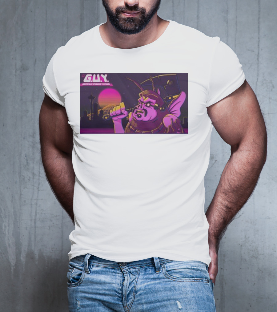 Gundamishere G.U.Y. Generically Upgraded New Retro Sci-Fi Neon T-Shirt