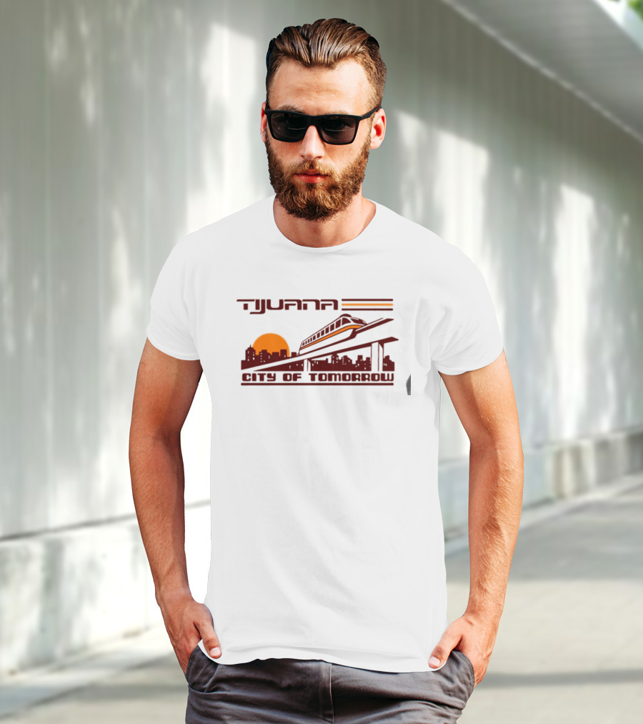 Tijuana City Of Tomorrow Sunset Skyline Monorail T-Shirt
