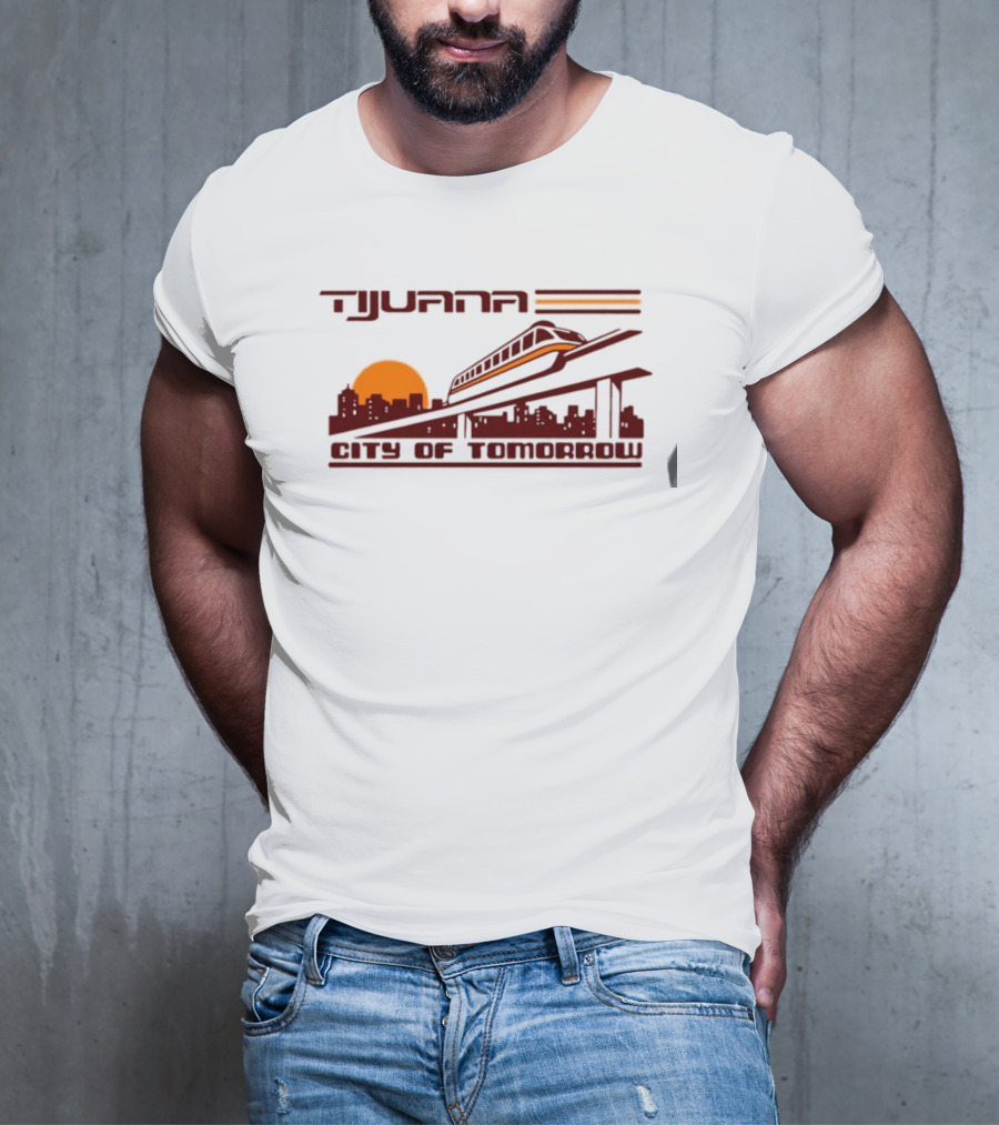 Tijuana City Of Tomorrow Sunset Skyline Monorail T-Shirt