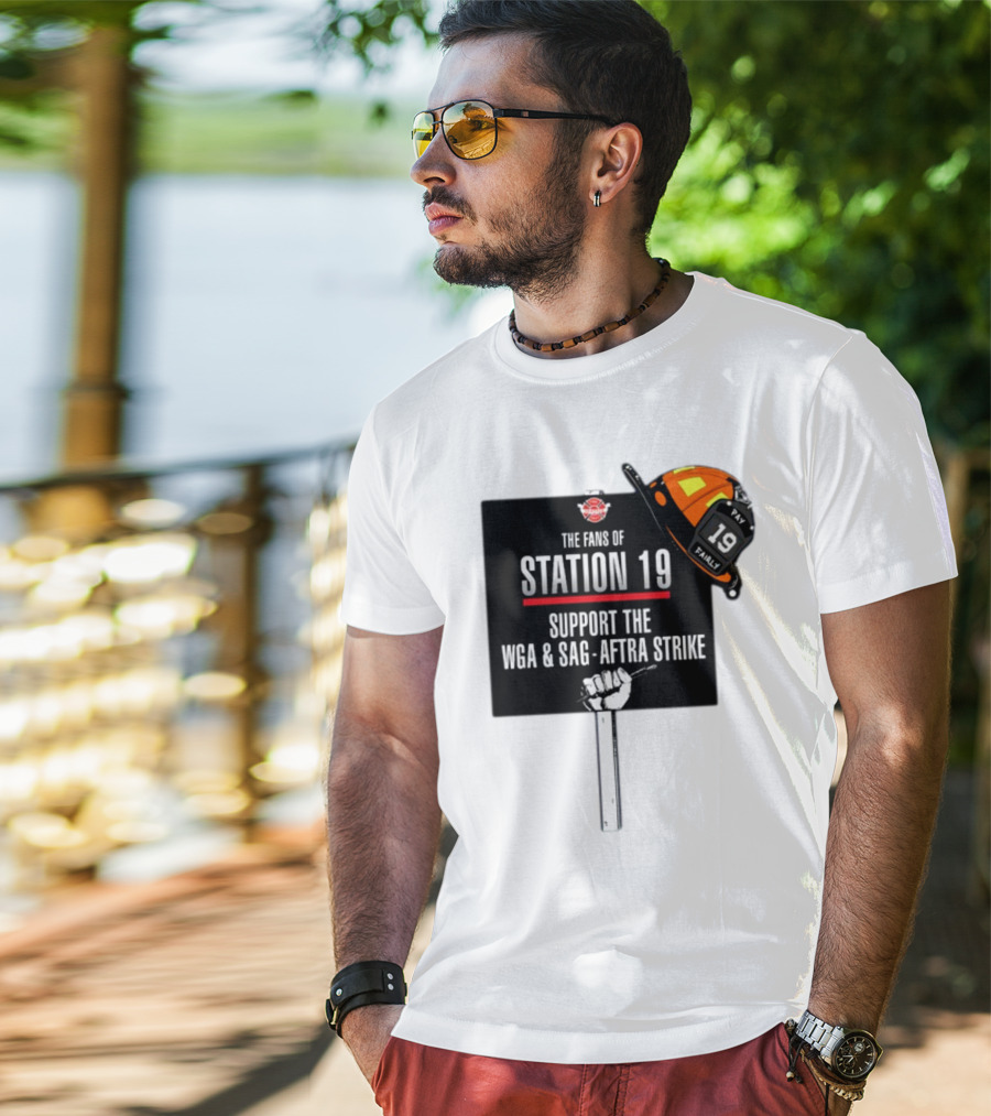 Fans Of Station 19 Support WGA And SAG-AFTRA Strike With Firefighter Helmet T-Shirt