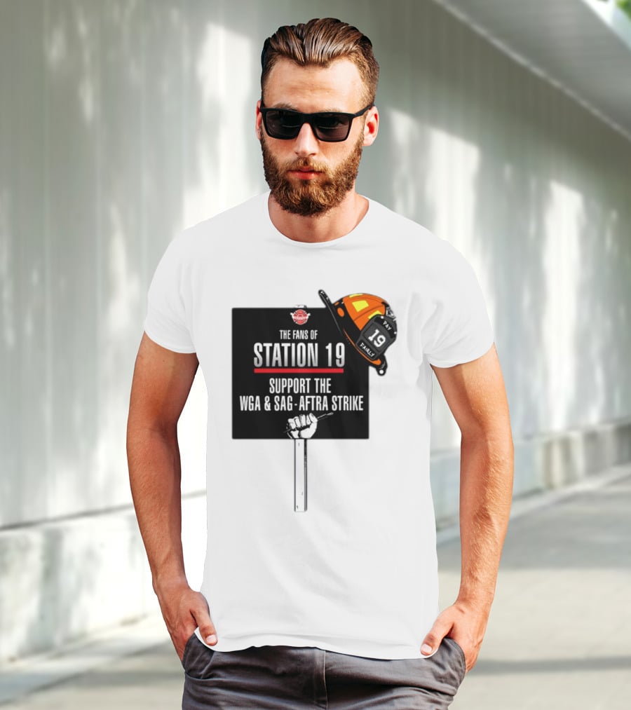 Fans Of Station 19 Support WGA And SAG-AFTRA Strike With Firefighter Helmet T-Shirt