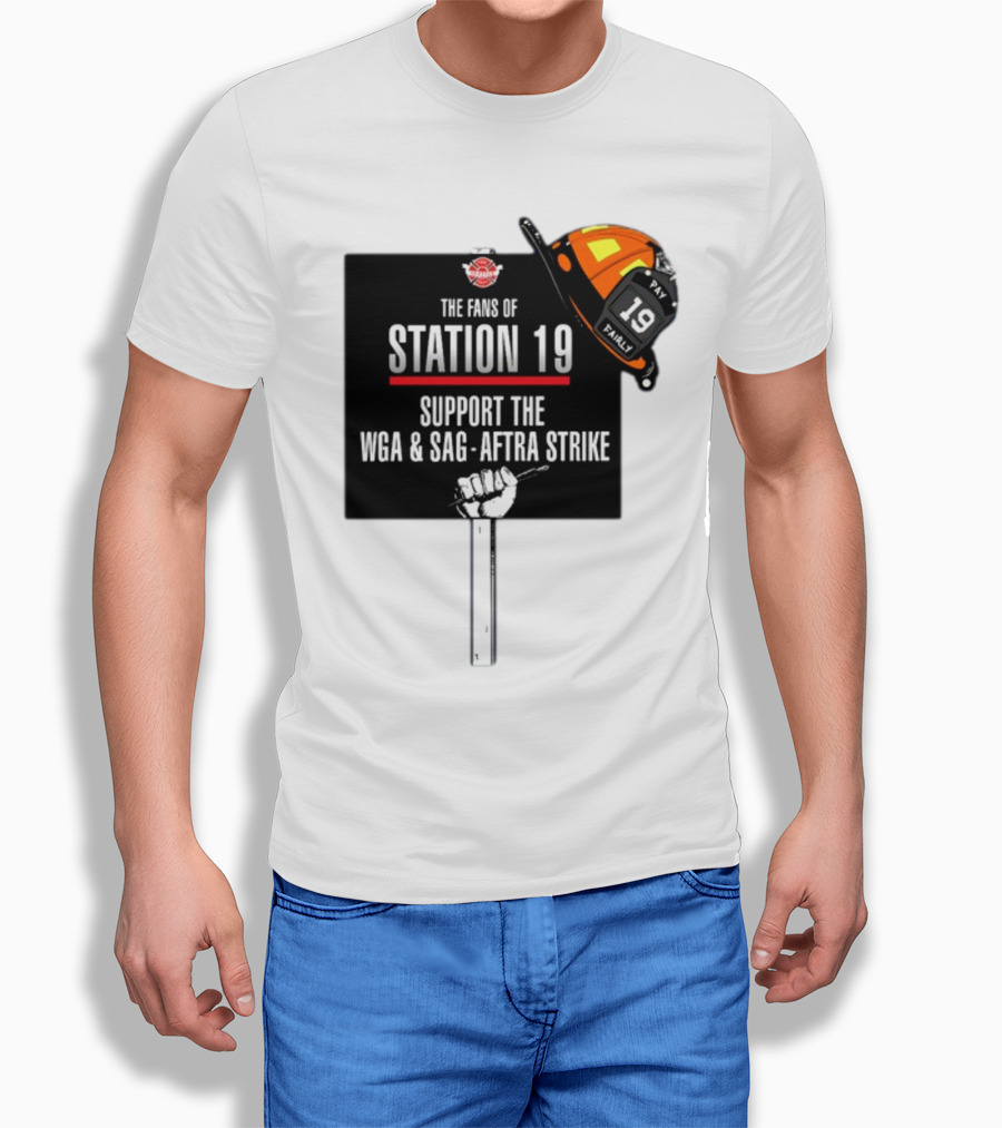 Fans Of Station 19 Support WGA And SAG-AFTRA Strike With Firefighter Helmet T-Shirt