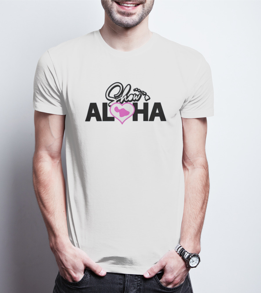 Show Aloha Maui Island Heart Map T-Shirt