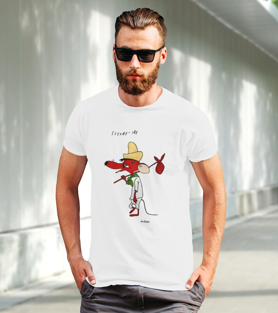 Secured The Bag Mouse Cartoon Character With Sombrero Baguio Street T-Shirt