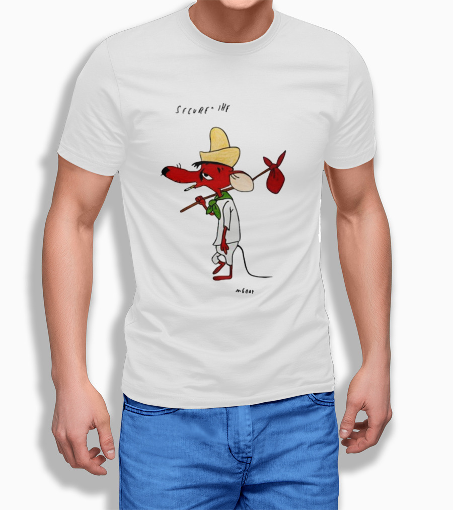 Secured The Bag Mouse Cartoon Character With Sombrero Baguio Street T-Shirt