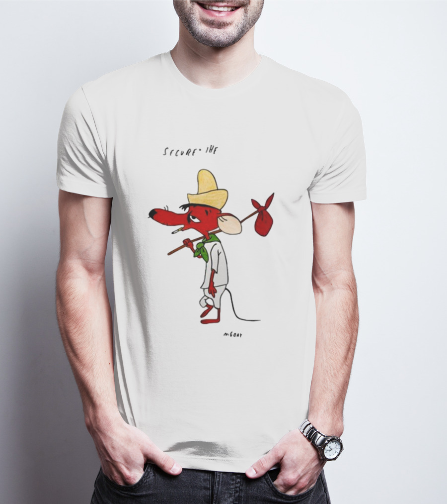 Secured The Bag Mouse Cartoon Character With Sombrero Baguio Street T-Shirt
