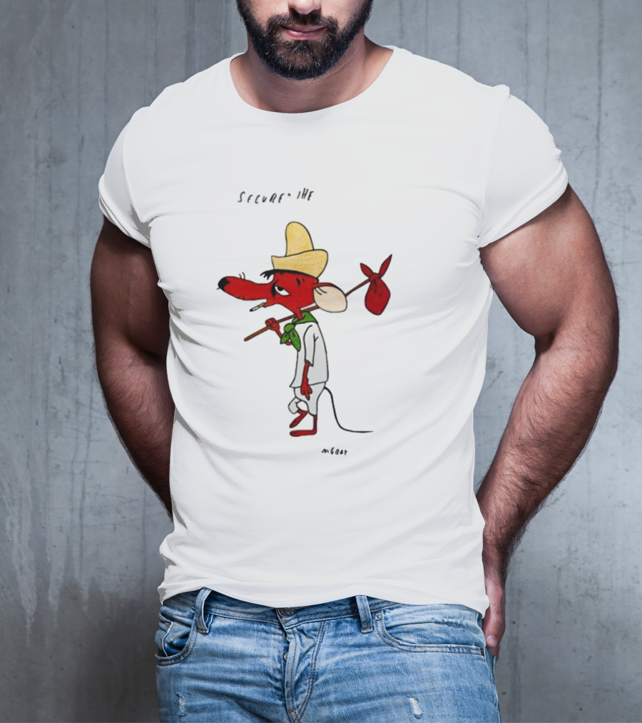 Secured The Bag Mouse Cartoon Character With Sombrero Baguio Street T-Shirt