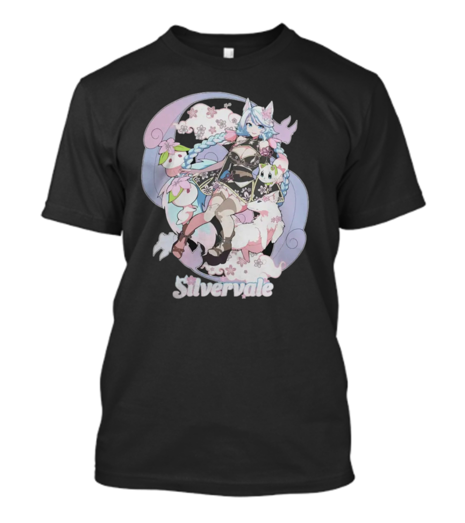 Silvervale Pastel Anime Fantasy Character With Floral Elements T-Shirt