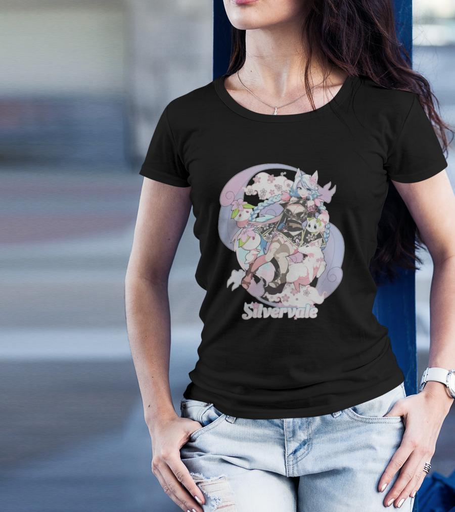 Silvervale Pastel Anime Fantasy Character With Floral Elements T-Shirt