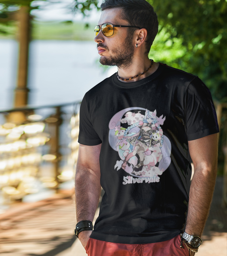 Silvervale Pastel Anime Fantasy Character With Floral Elements T-Shirt