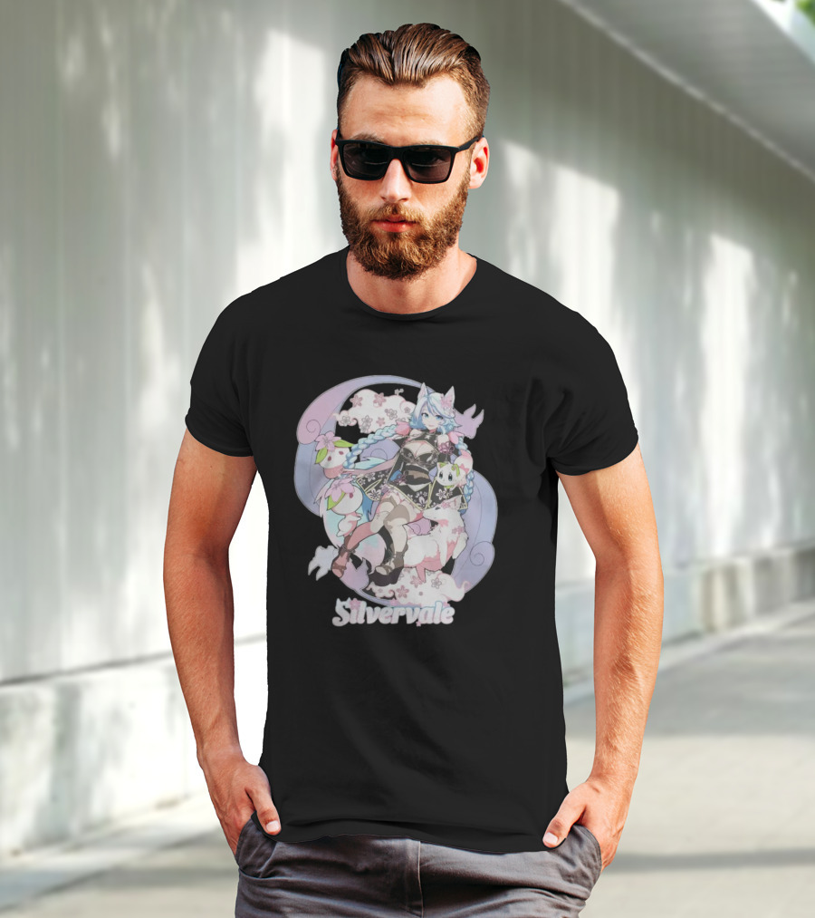 Silvervale Pastel Anime Fantasy Character With Floral Elements T-Shirt