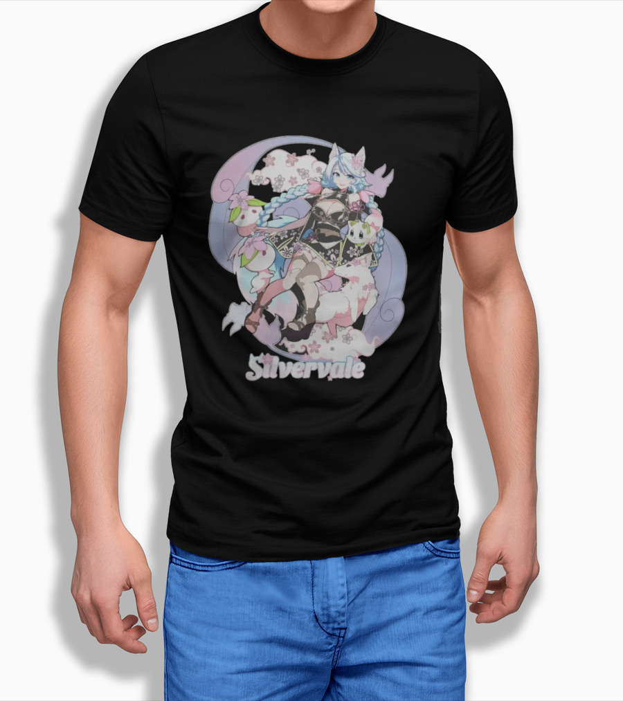 Silvervale Pastel Anime Fantasy Character With Floral Elements T-Shirt