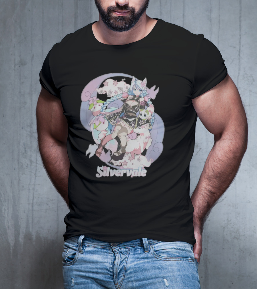 Silvervale Pastel Anime Fantasy Character With Floral Elements T-Shirt