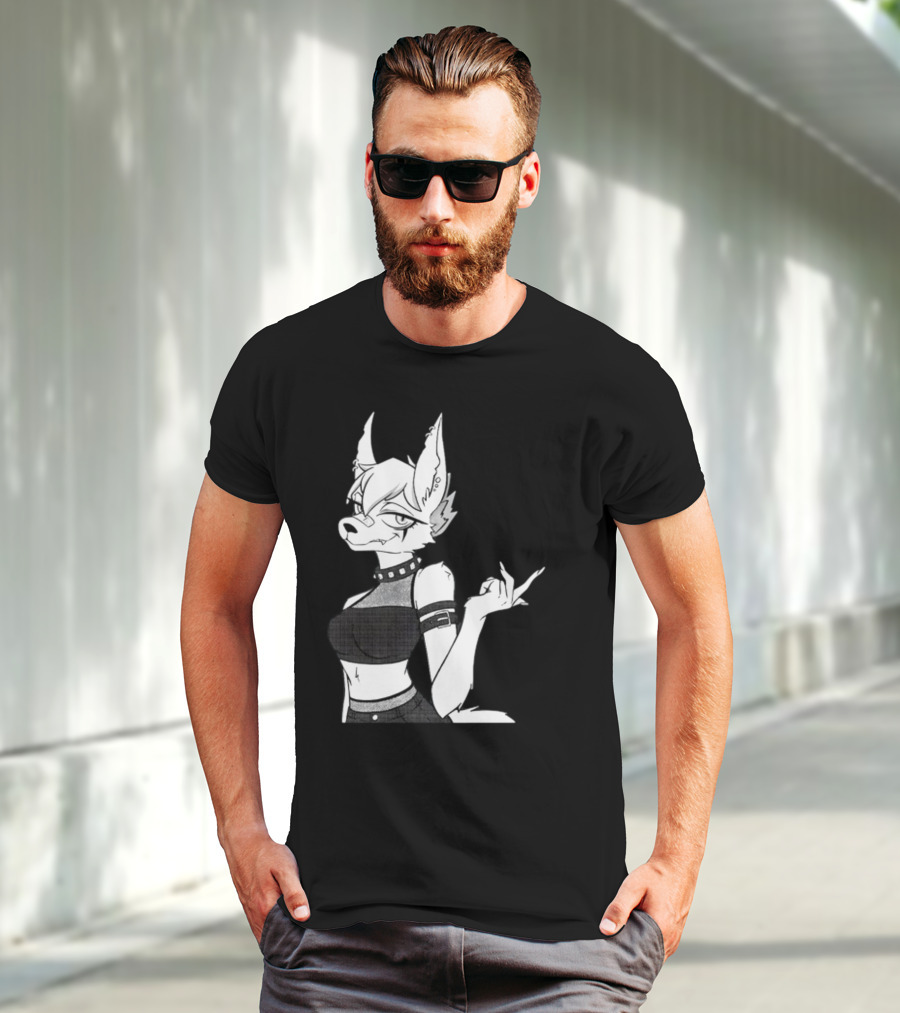 Punk Girl Jackal Attitude Aesthetic T-Shirt