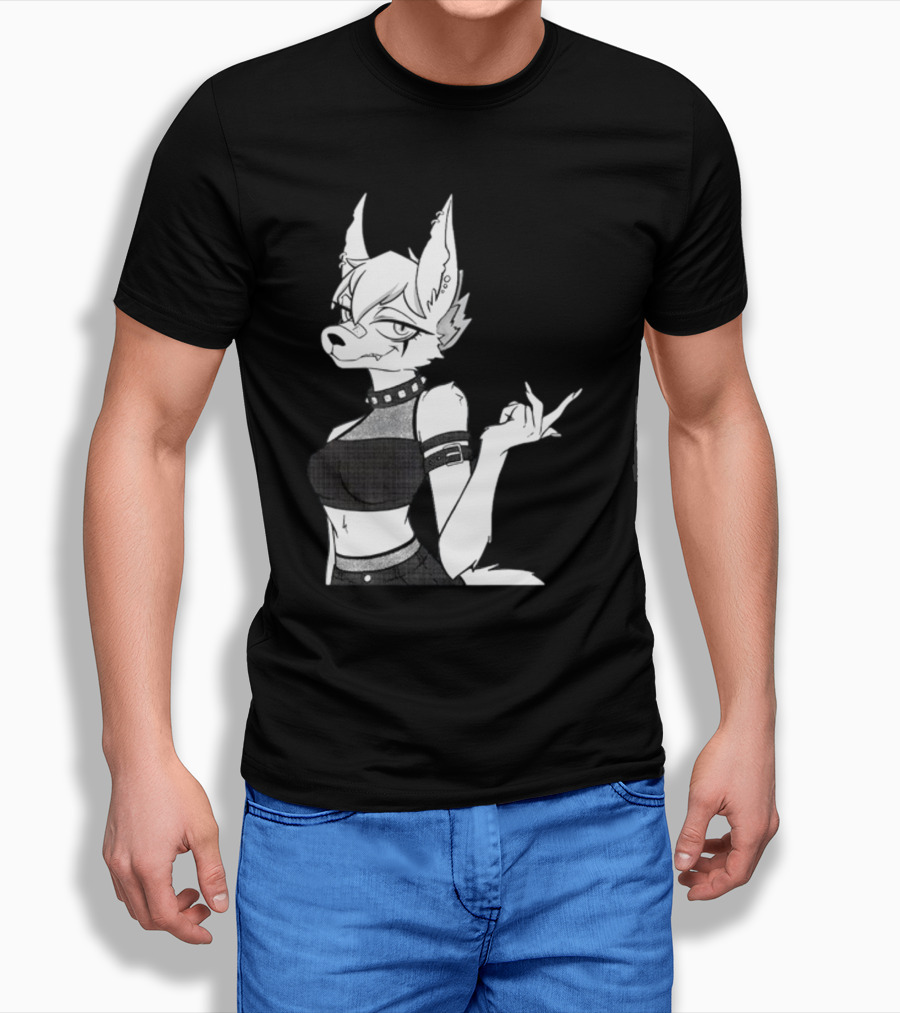 Punk Girl Jackal Attitude Aesthetic T-Shirt