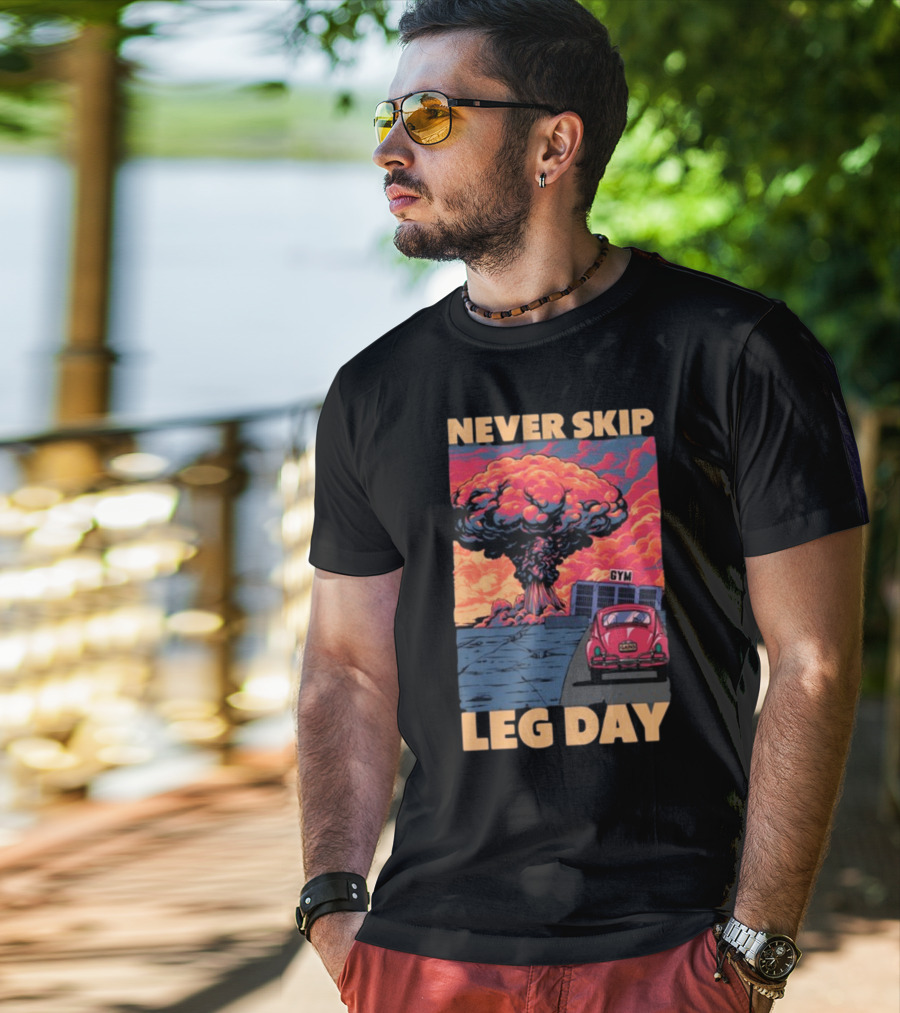 Raskolapparel Never Skip Leg Day Gym Explosion Retro Car T-Shirt