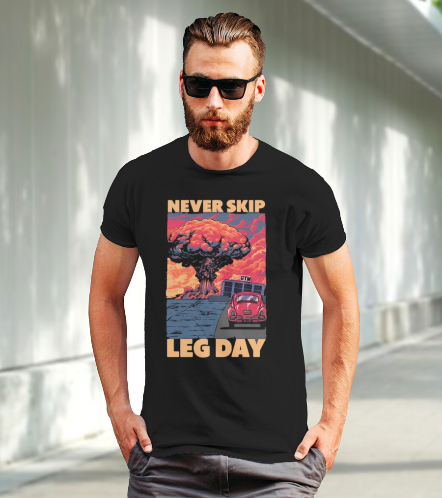 Raskolapparel Never Skip Leg Day Gym Explosion Retro Car T-Shirt
