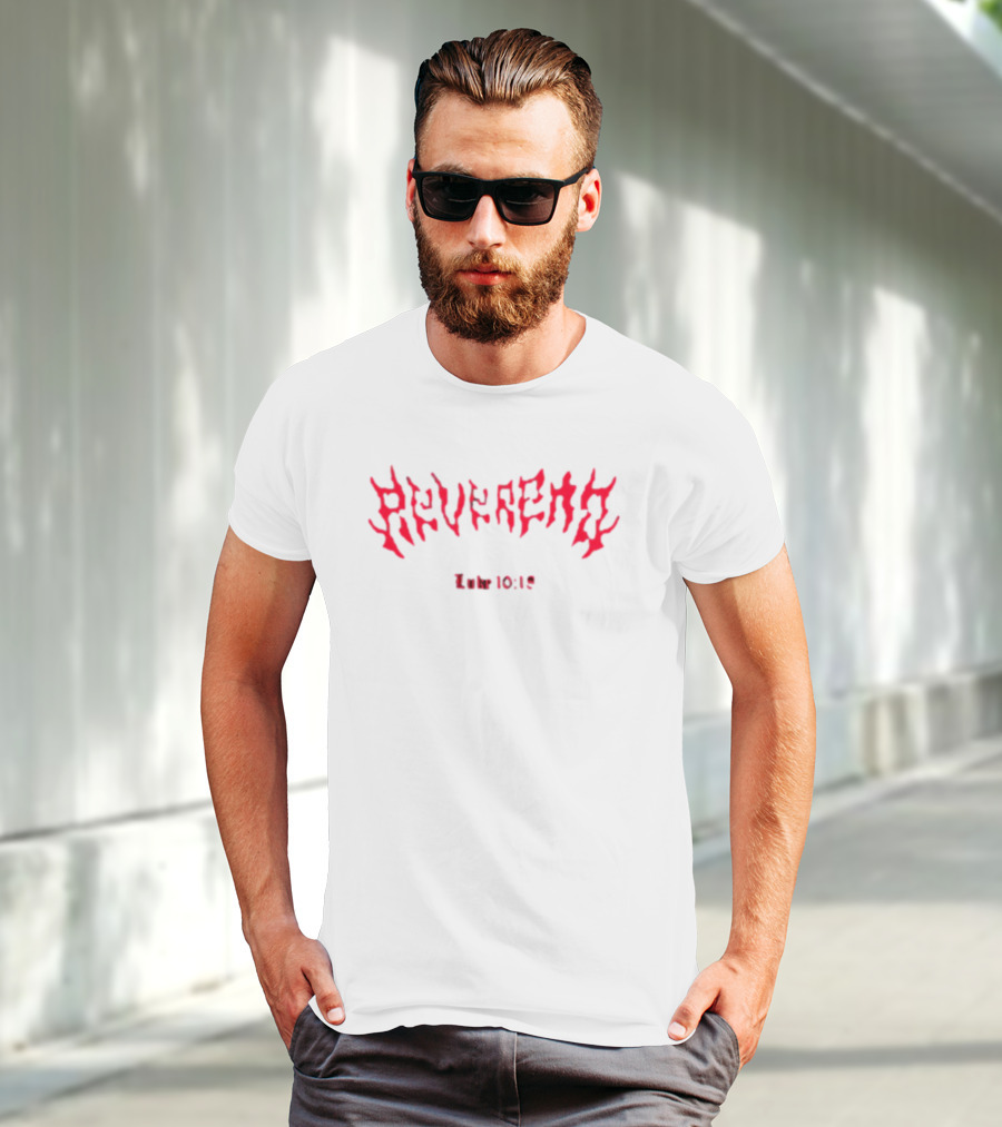 Reverend Luke 10:18 Fiery Text T-Shirt