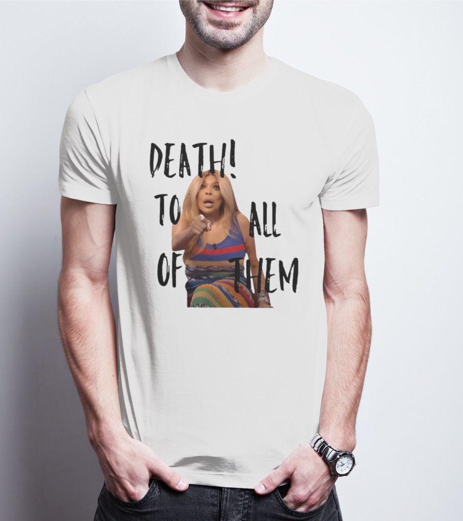 DEATH TO ALL OF THEM Pointing Woman In Colorful Dress T-Shirt