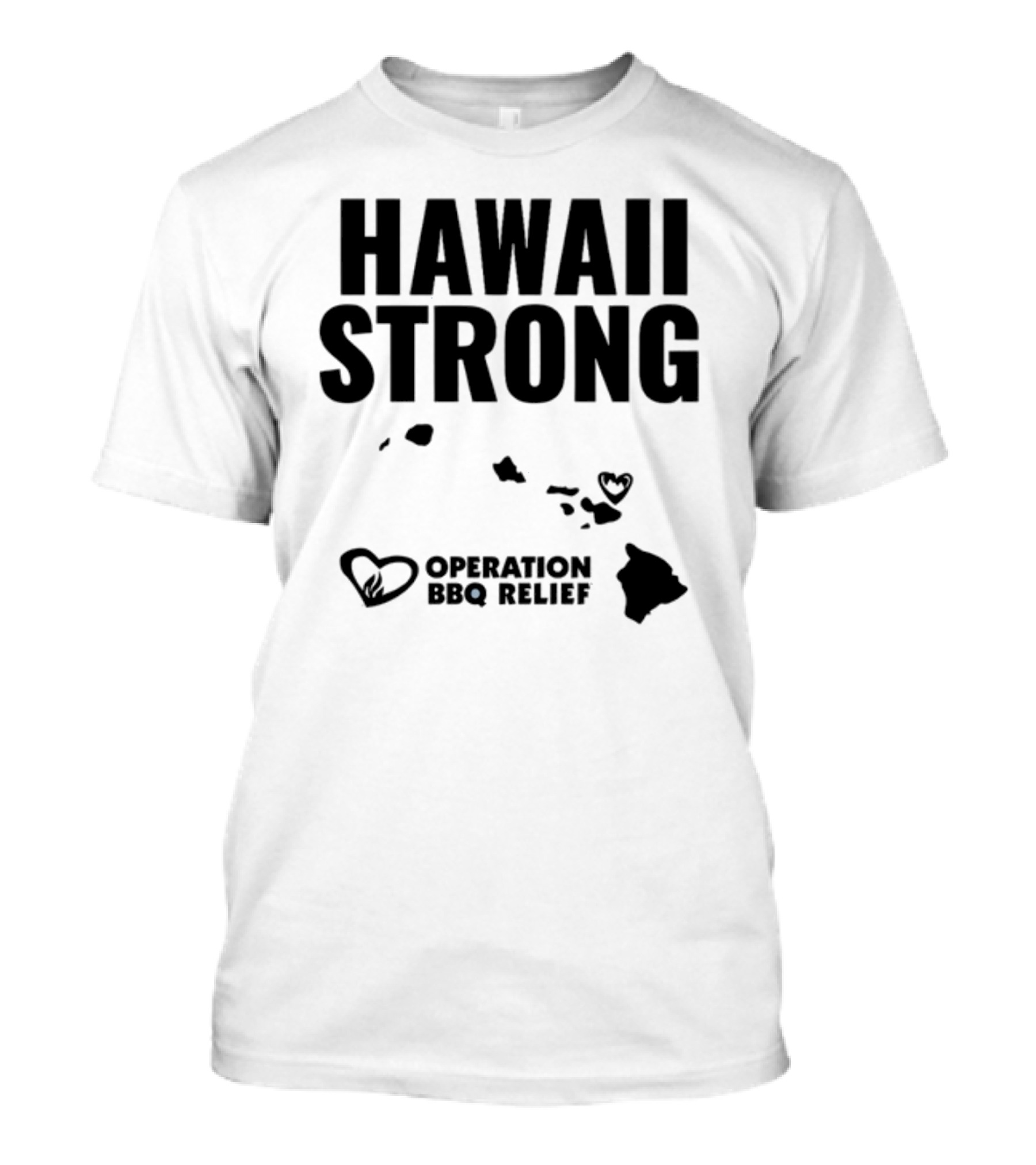 Hawaii Strong Operation BBQ Relief Map And Heart Icons T-Shirt