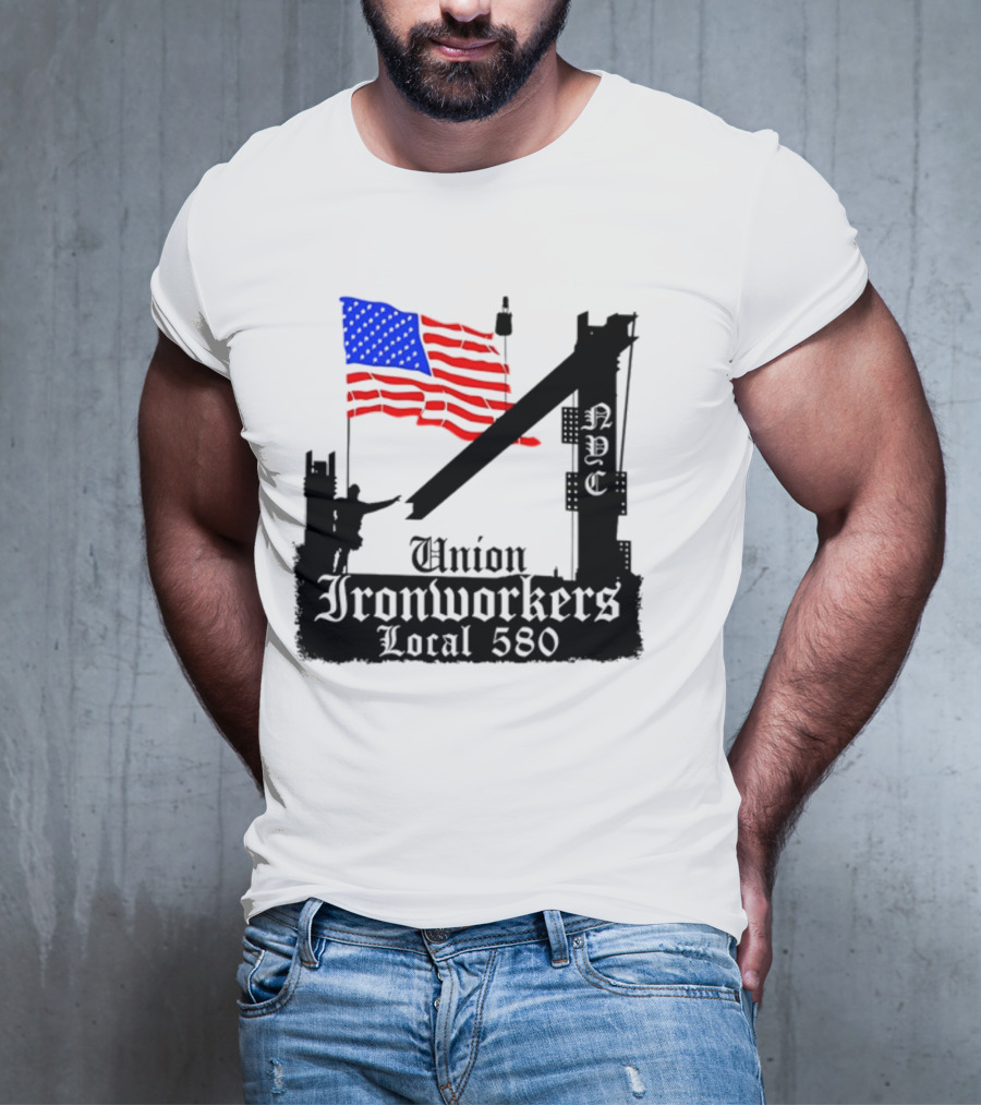 Union Ironworkers Local 580 NYC American Flag T-Shirt