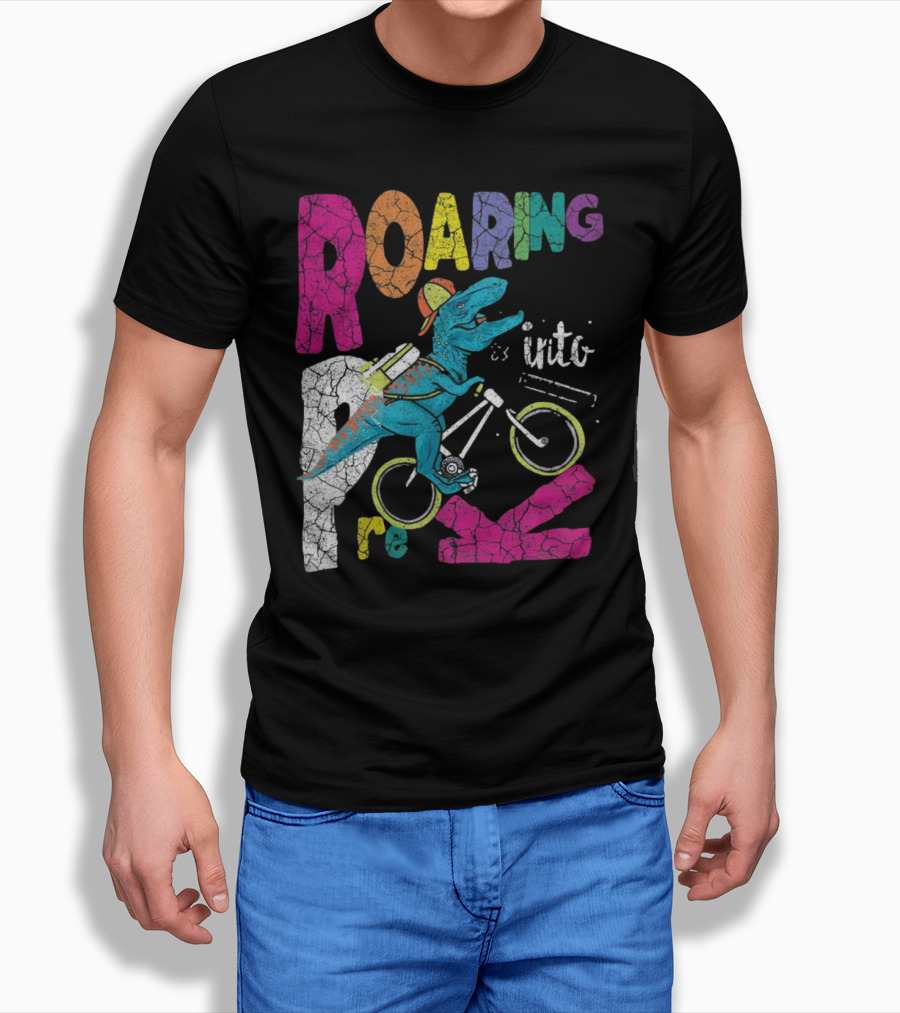 Roaring Into Pre-K Dinosaur Bike Adventure 1st Day Of School Rex T-Shirt