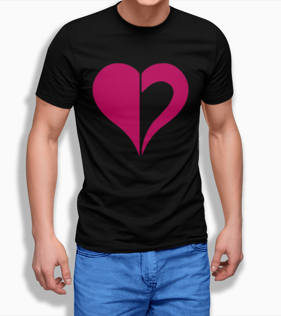 Hero Of Heart Symbol Red Half Heart Shape T-Shirt