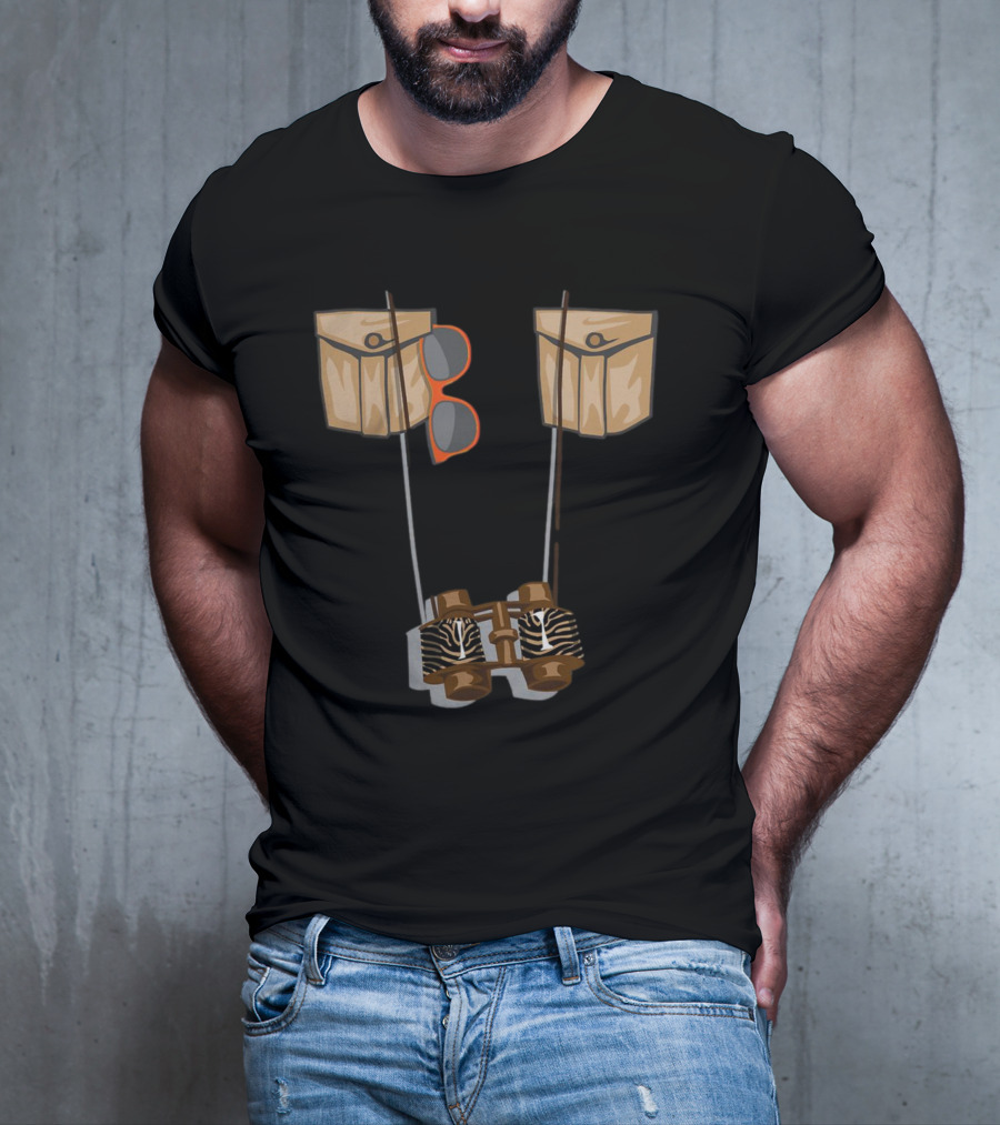 Zoo Keeper Halloween Costume DIY Jungle Safari Explorer Zebra Binoculars And Orange Sunglasses T-Shirt