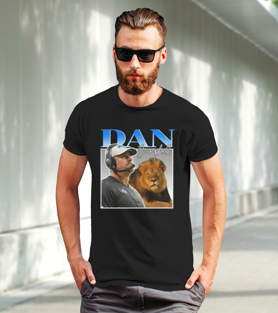 Dan Campbell Detroit Lions Coach With Lion Vintage T-Shirt