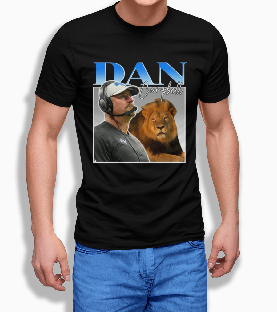 Dan Campbell Detroit Lions Coach With Lion Vintage T-Shirt