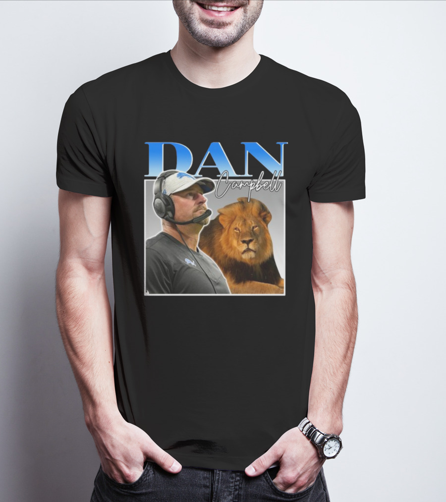 Dan Campbell Detroit Lions Coach With Lion Vintage T-Shirt