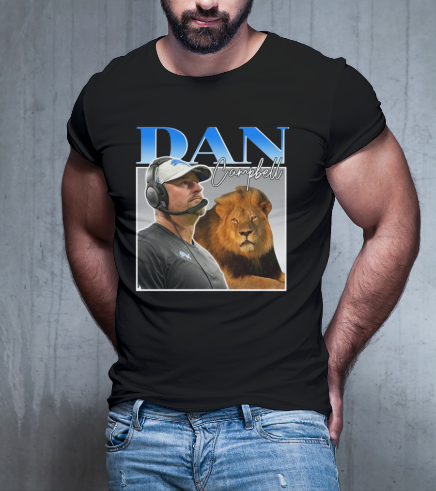 Dan Campbell Detroit Lions Coach With Lion Vintage T-Shirt