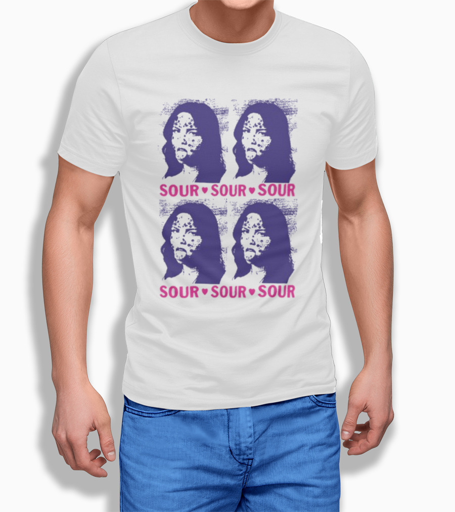 Olivia Rodrigo Sour Grid Purple Silhouette Portrait Hearts T-Shirt