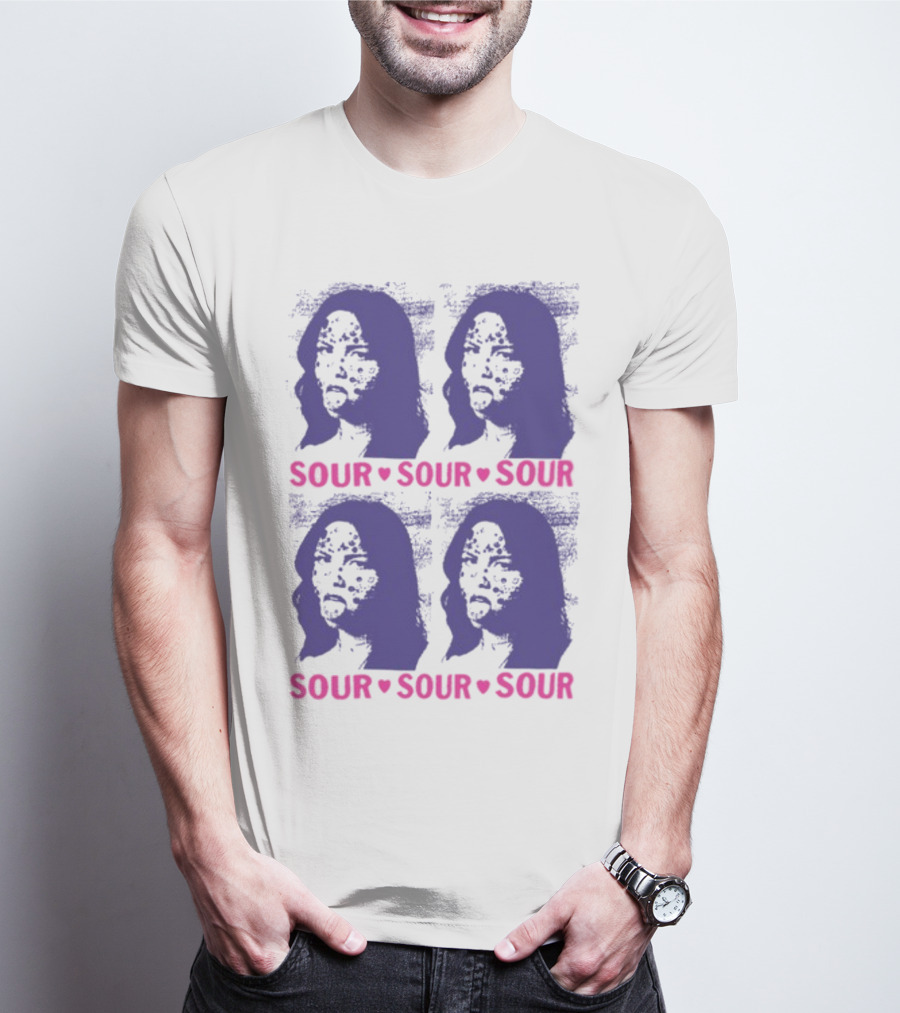 Olivia Rodrigo Sour Grid Purple Silhouette Portrait Hearts T-Shirt