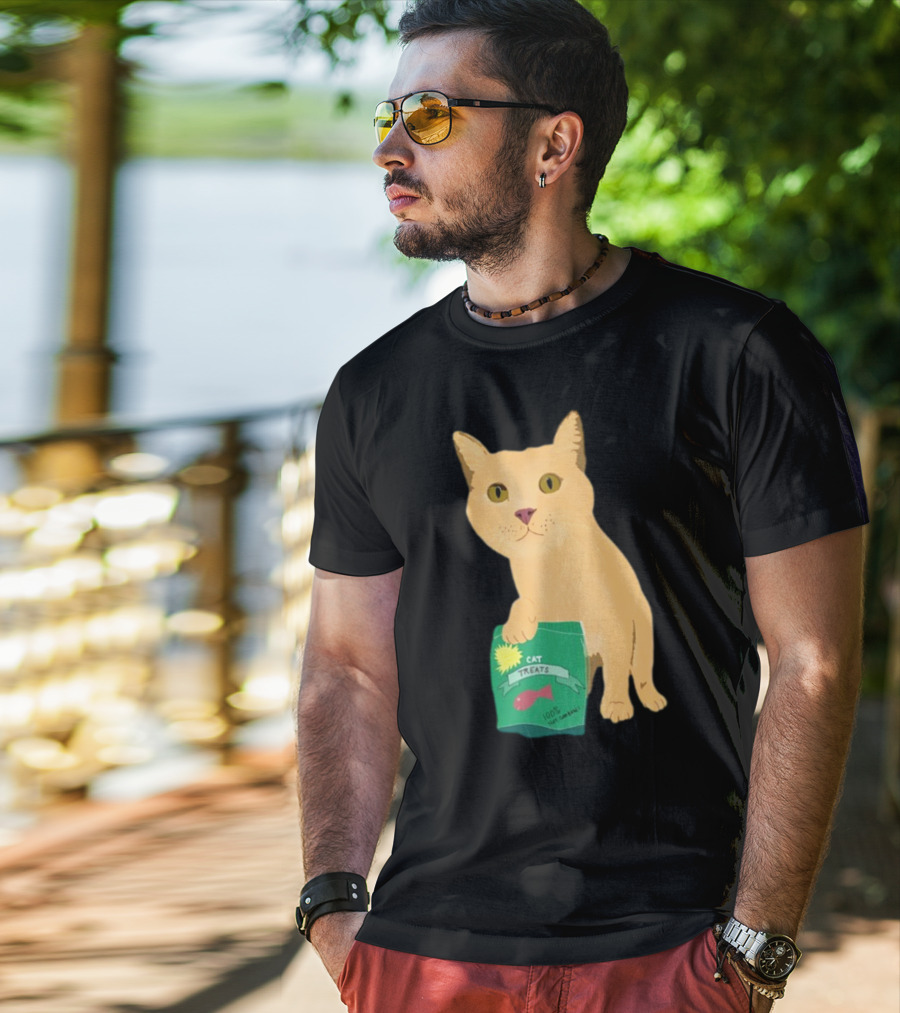 KatRose Cat Treats 100% Fish Formula Cat Holding Green Package T-Shirt