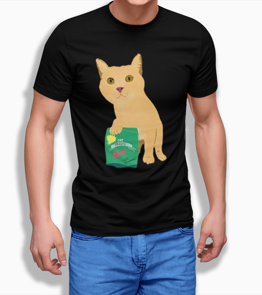 KatRose Cat Treats 100% Fish Formula Cat Holding Green Package T-Shirt