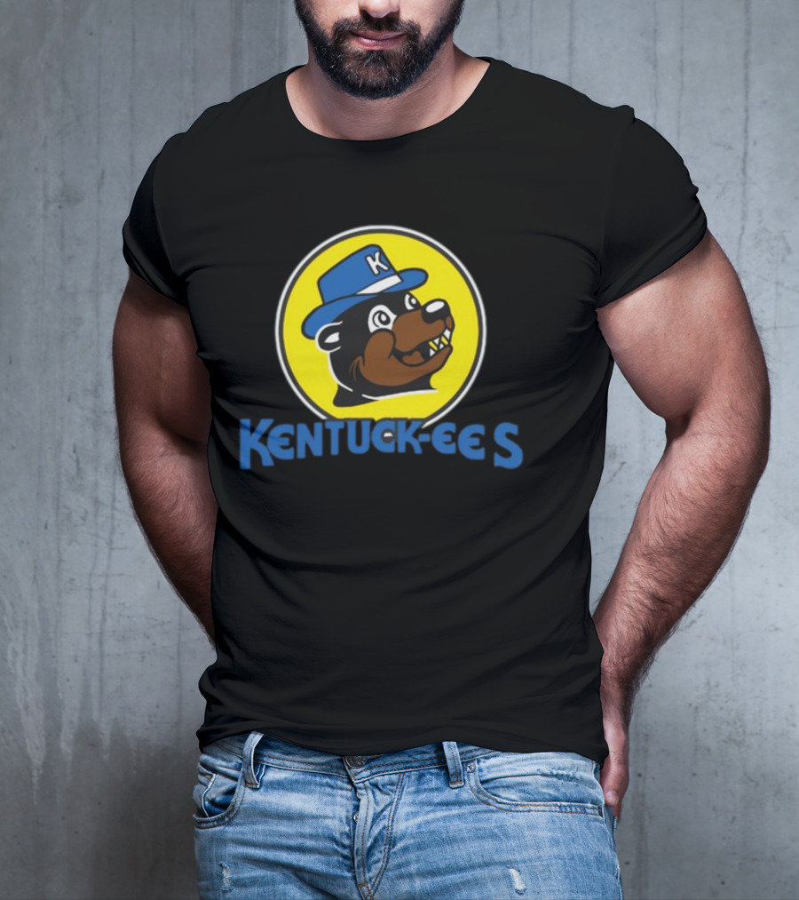 Kentuckee's Bear With Blue K Hat In Yellow Circle T-Shirt