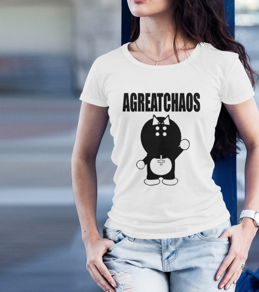 AGREATCHAOS Dark Figure With Bow And Cross T-Shirt