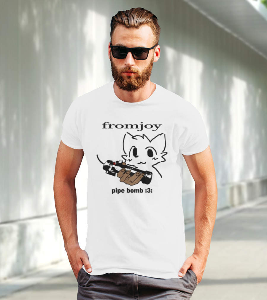Fromjoy Pipe Bomb :3 Cat Drawing Hand Holding Bomb T-Shirt