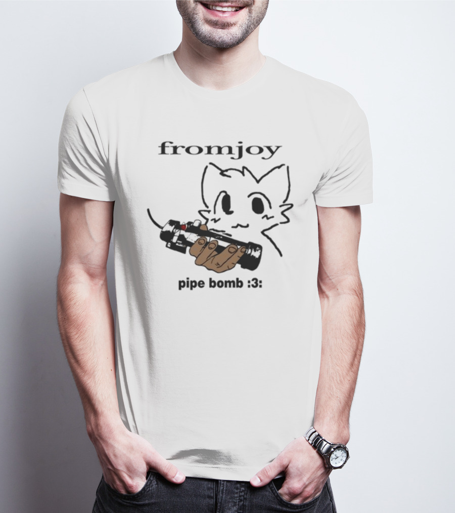 Fromjoy Pipe Bomb :3 Cat Drawing Hand Holding Bomb T-Shirt