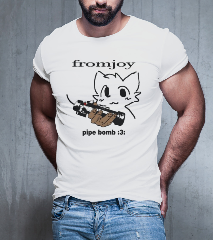 Fromjoy Pipe Bomb :3 Cat Drawing Hand Holding Bomb T-Shirt