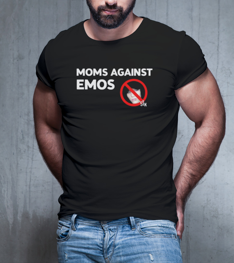 Moms Against Emos With No Emos Symbol And Sik Text T-Shirt