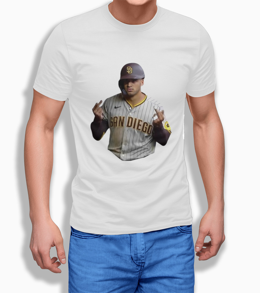 San Diego Baseball Player Gesture In Pinstripe Jersey T-Shirt