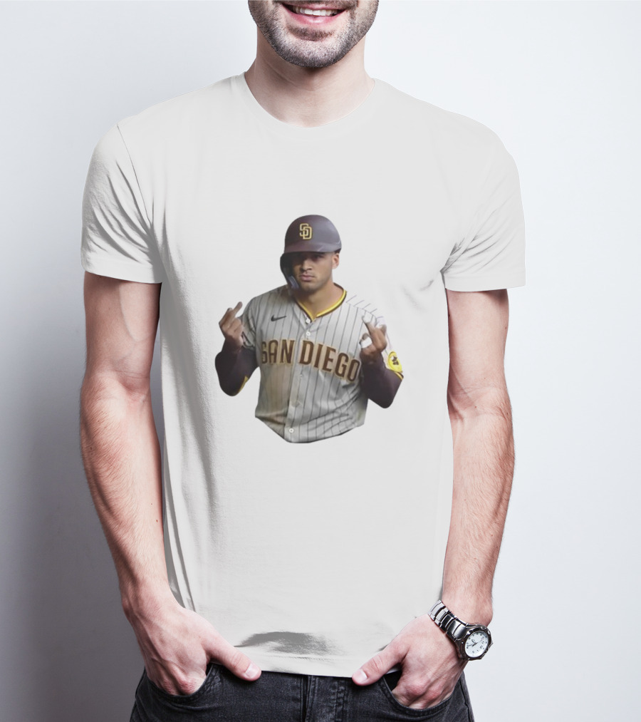 San Diego Baseball Player Gesture In Pinstripe Jersey T-Shirt