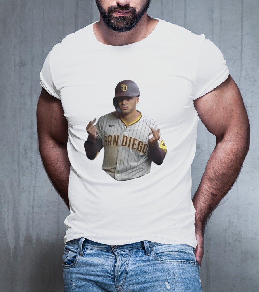 San Diego Baseball Player Gesture In Pinstripe Jersey T-Shirt