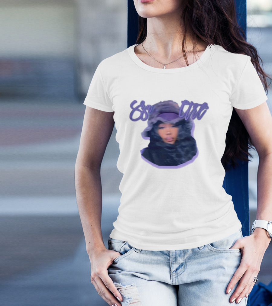 Meechy Club Sza Ctrl Portrait With Fuzzy Hood And Purple Gradient Text T-Shirt