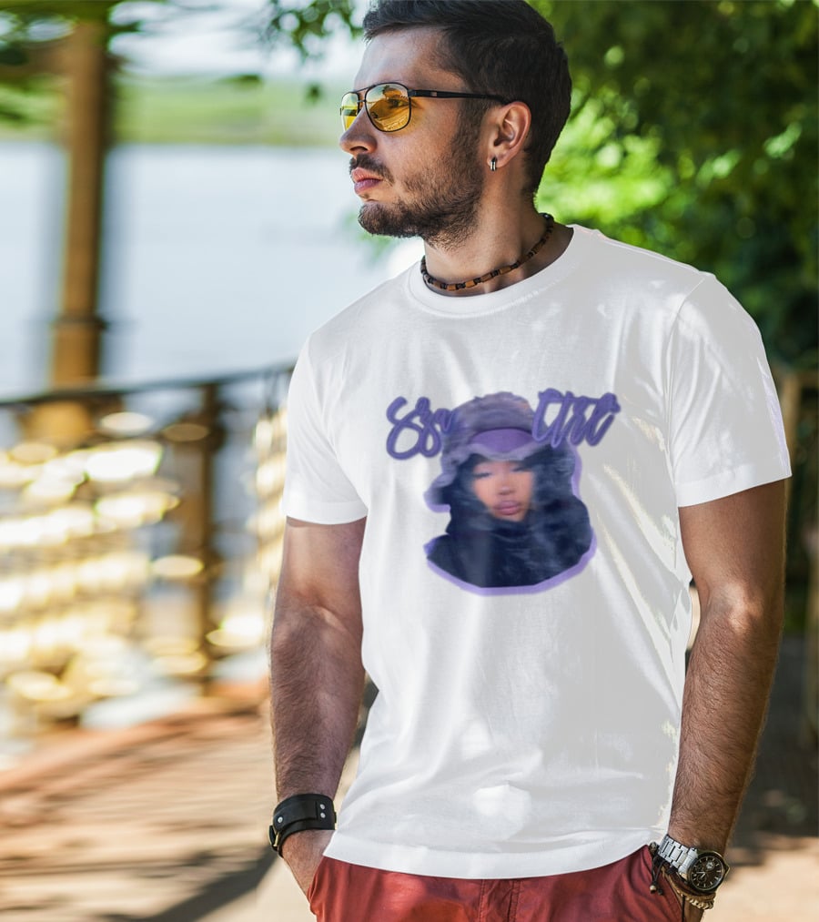 Meechy Club Sza Ctrl Portrait With Fuzzy Hood And Purple Gradient Text T-Shirt