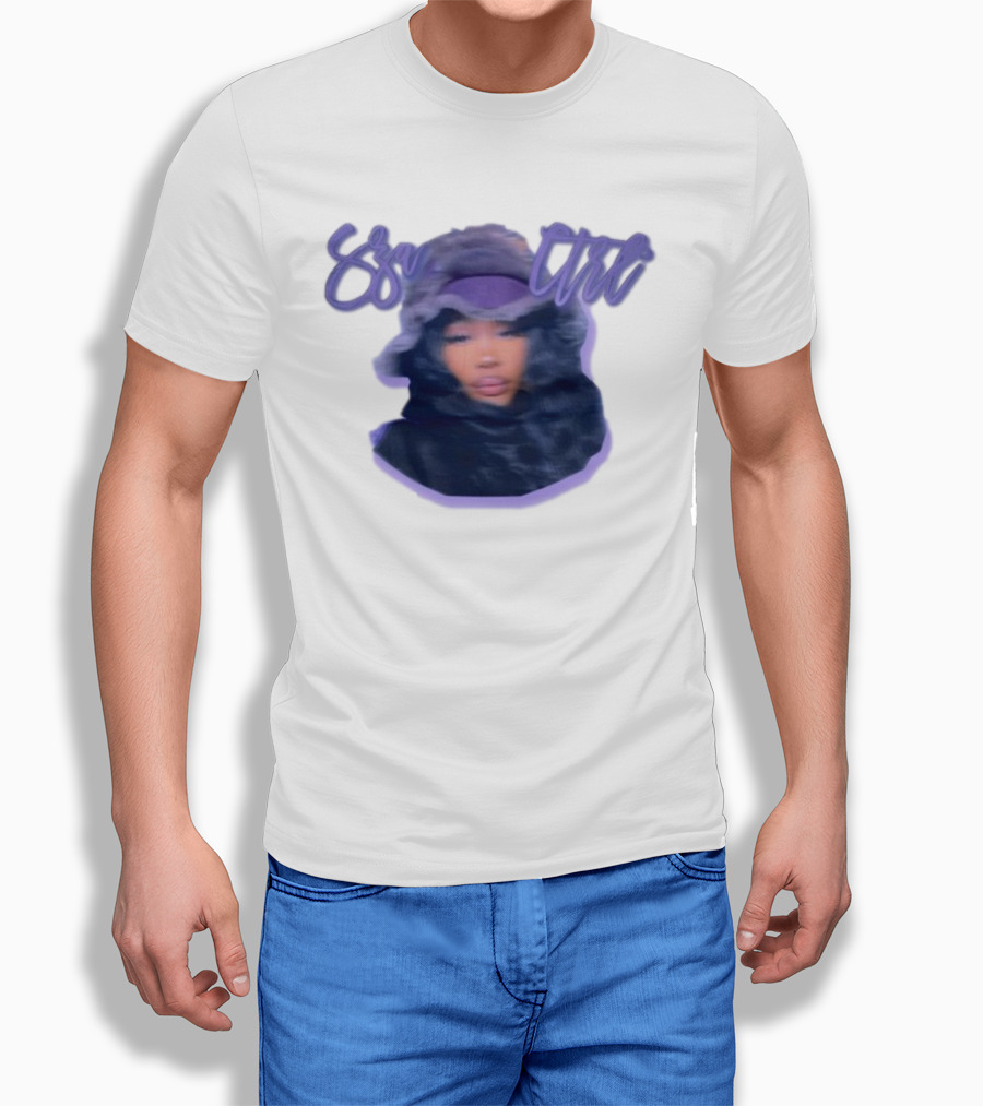 Meechy Club Sza Ctrl Portrait With Fuzzy Hood And Purple Gradient Text T-Shirt