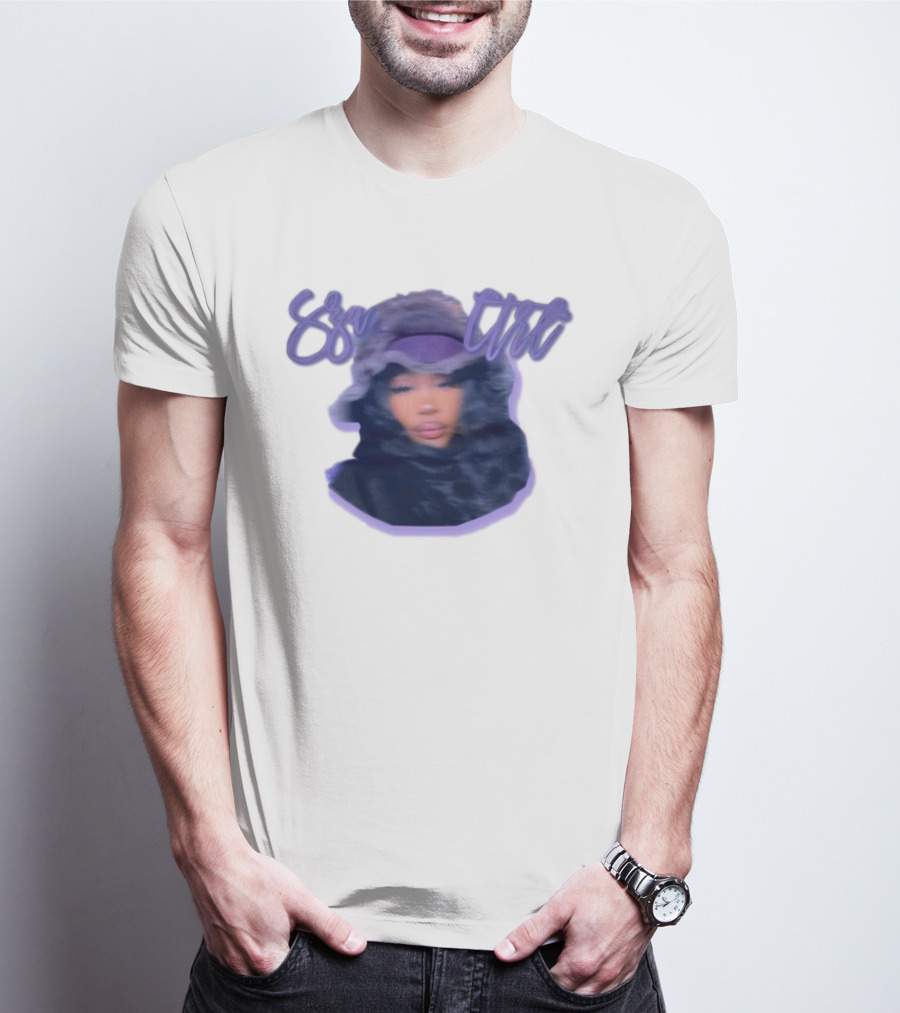 Meechy Club Sza Ctrl Portrait With Fuzzy Hood And Purple Gradient Text T-Shirt