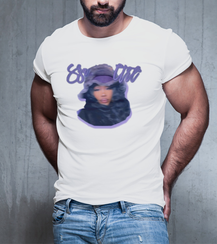 Meechy Club Sza Ctrl Portrait With Fuzzy Hood And Purple Gradient Text T-Shirt
